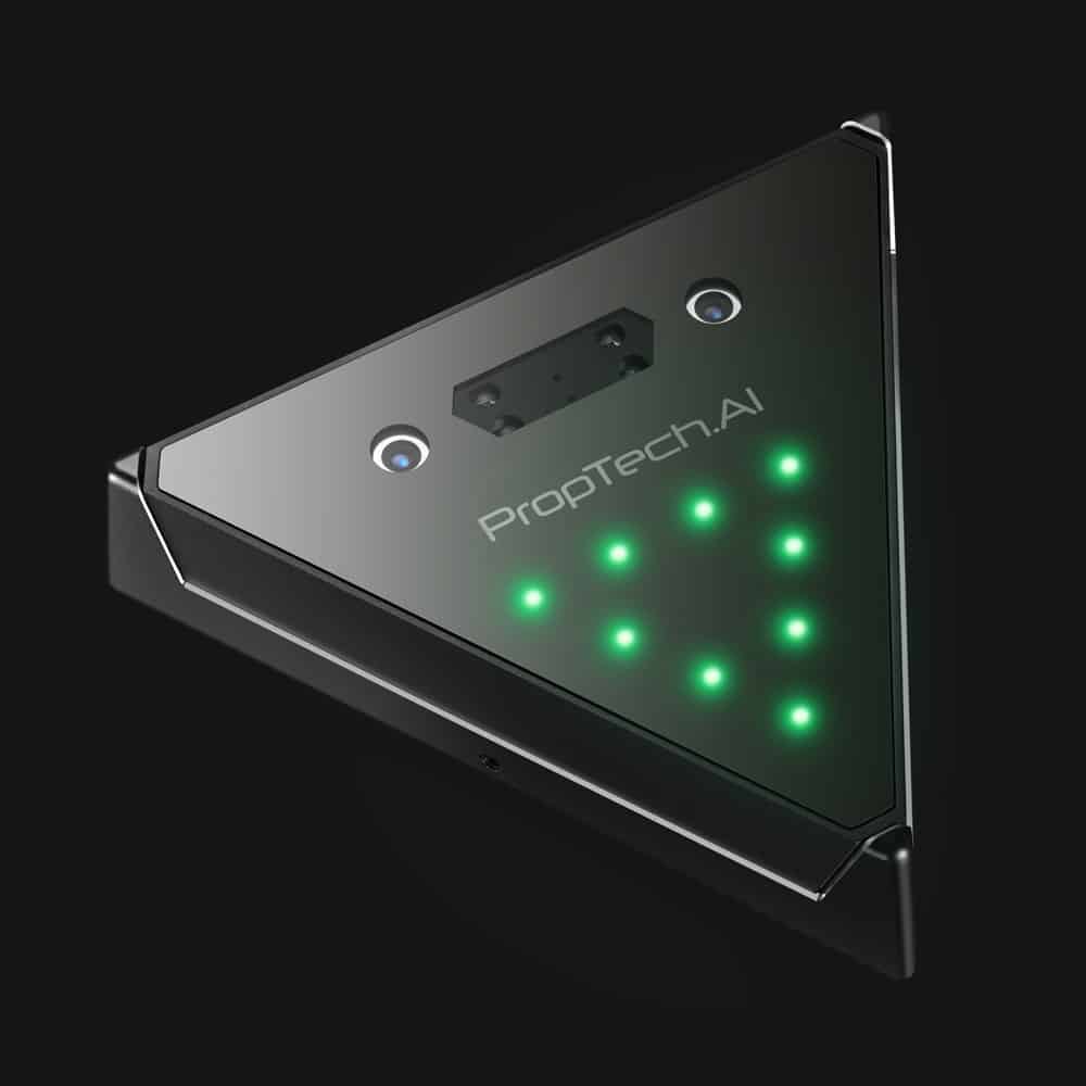 Device with cameras for face recognition and LEDs packshot on black in packshot ecommerce and packshot photography after