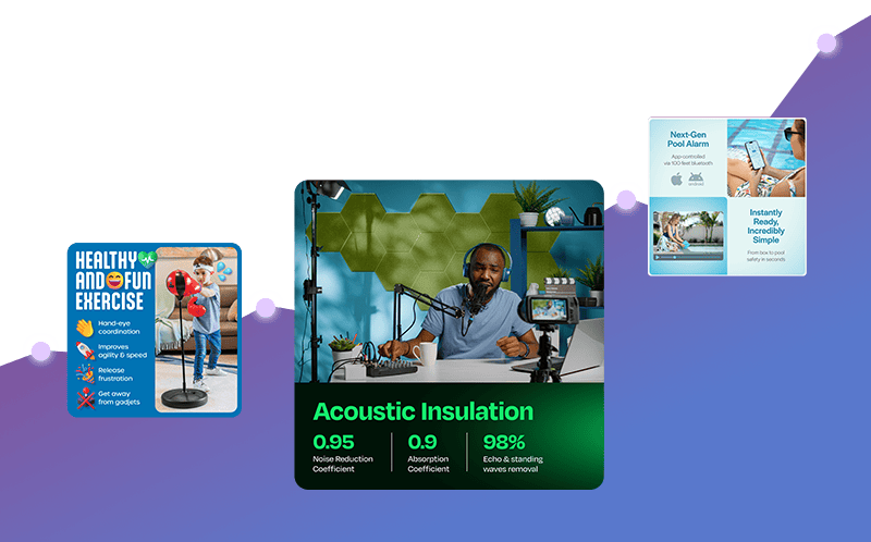 Amazon product photography with graph showing a growing trend of sales